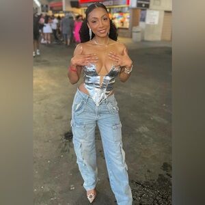 Silver Metallic Women's Top